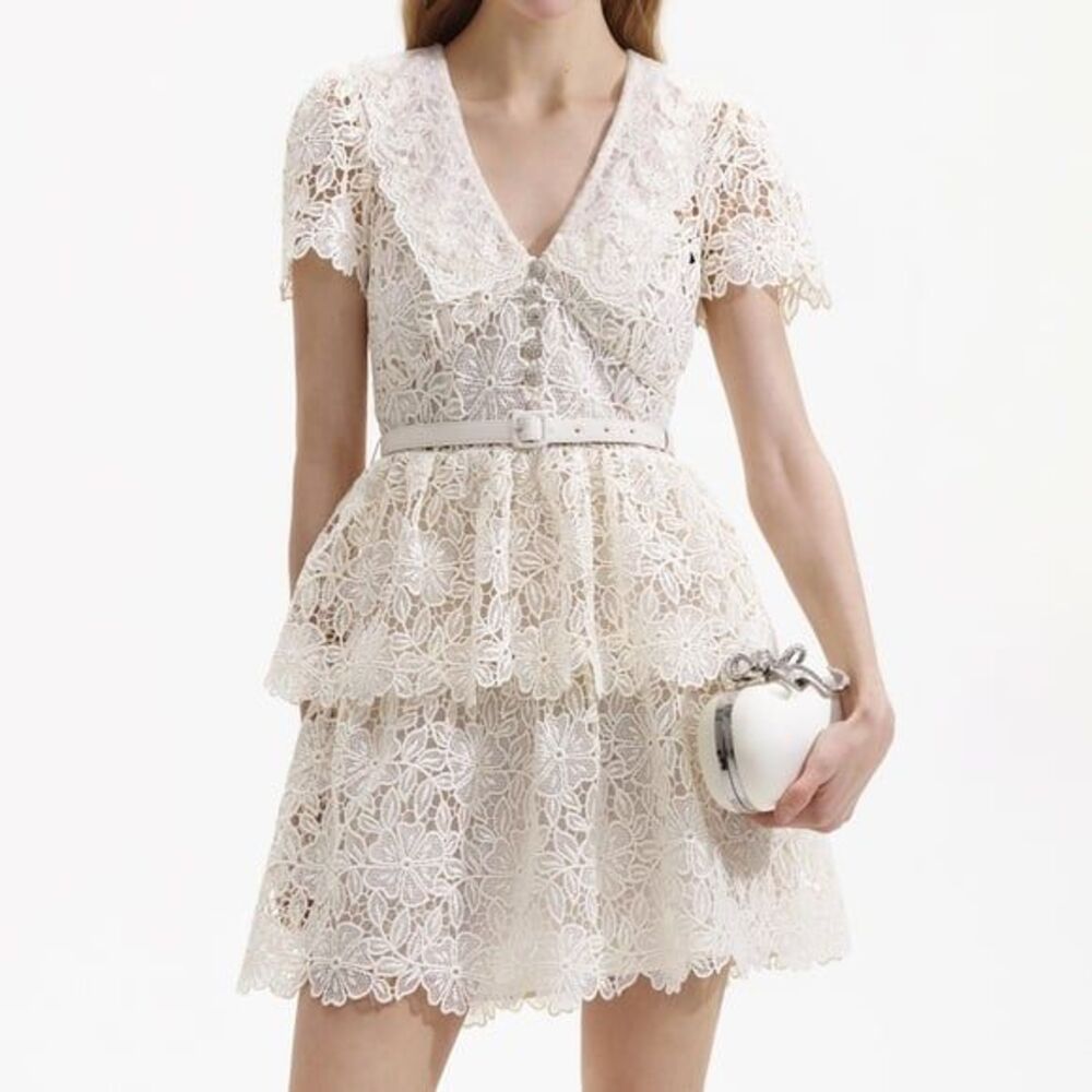 SELF PORTRAIT CREAM COLLAR MINI DRESS - Picture 4 of 12